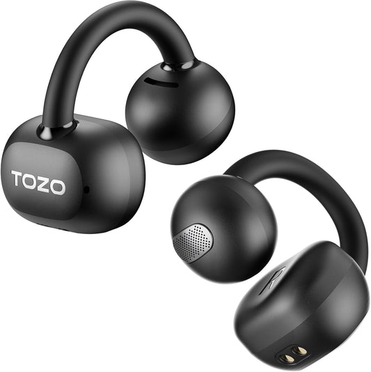 Openearring True Open Ear Headphones, Lightweight Comfort Open Ear Clip Wireless Earbuds, 40H Play Bluetooth 5.4 Headphones with Smart Digital Display Design Fit Sports Running, Workout Black
